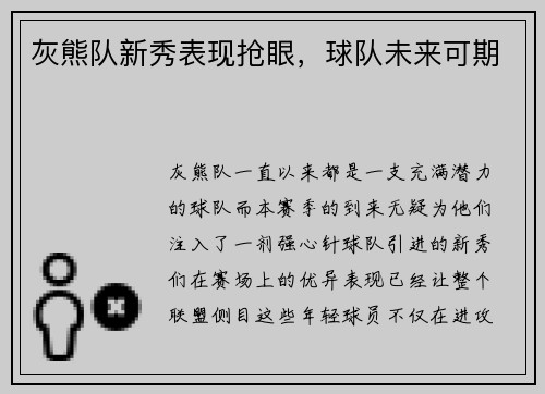 灰熊队新秀表现抢眼，球队未来可期